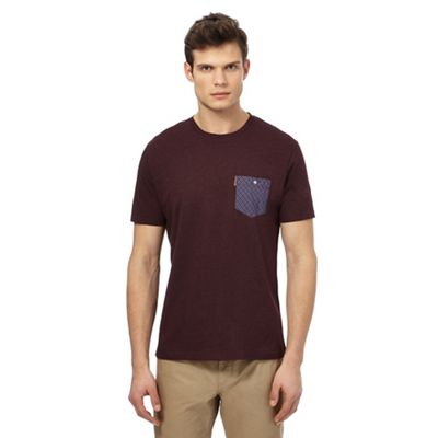 Big and tall dark red checked chest pocket t-shirt